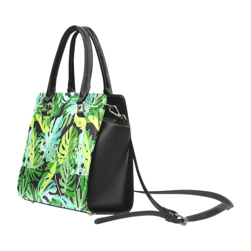 Tropical Leaves Floral Pattern Classic Shoulder Handbag (Model 1653)