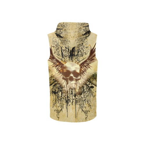 Amazing skull, wings and grunge All Over Print Sleeveless Zip Up Hoodie for Women (Model H16)