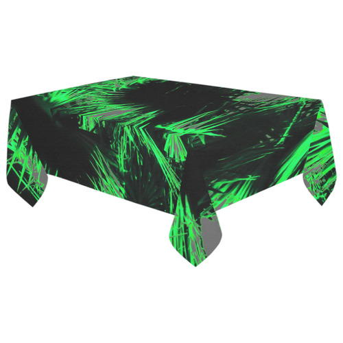 green palm leaves texture abstract background Cotton Linen Tablecloth 60"x 104"