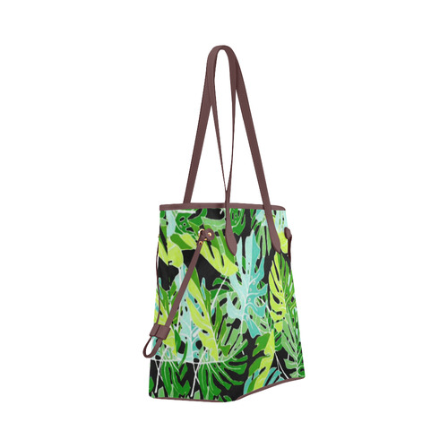 Tropical Leaves Floral Pattern Clover Canvas Tote Bag (Model 1661)