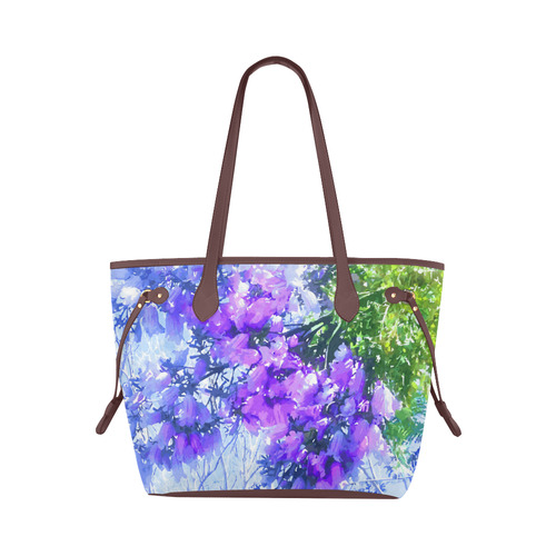 Blossoming Jacaranda Tree Floral Watercolor Clover Canvas Tote Bag (Model 1661)