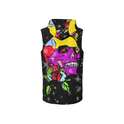 Stars Skull by Popart Lover All Over Print Sleeveless Zip Up Hoodie for Women (Model H16)