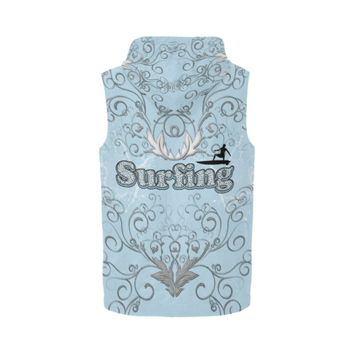 Surfboarder with decorative floral elements All Over Print Sleeveless Zip Up Hoodie for Men (Model H16)