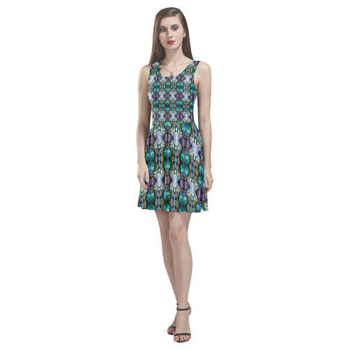 Tessellation Abstractica Mosaic 11 Thea Sleeveless Skater Dress(Model D19)