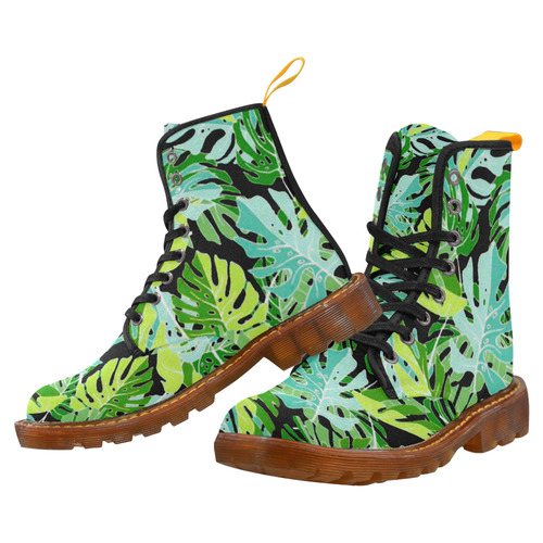 Tropical Leaves Floral Pattern Martin Boots For Women Model 1203H