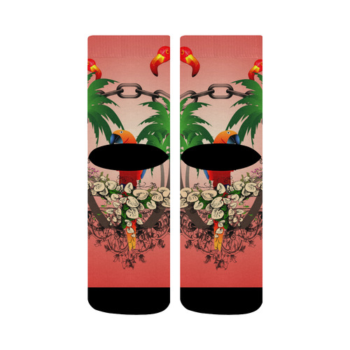 Funny parrot, tropical design Crew Socks