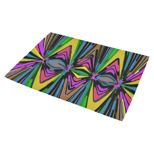 psychedelic geometric graffiti triangle pattern in pink green blue yellow and brown Azalea Doormat 30" x 18" (Sponge Material)