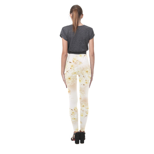 Lost in Antique White Flowers Cassandra Women's Leggings (Model L01)