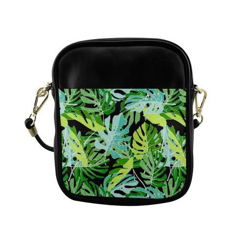 Tropical Leaves Floral Pattern Sling Bag (Model 1627)