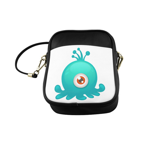 Blue Green Cute Octopus Monster One Eye Sling Bag (Model 1627)