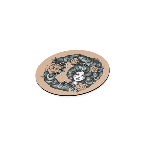 ink girl - flower hair Round Coaster