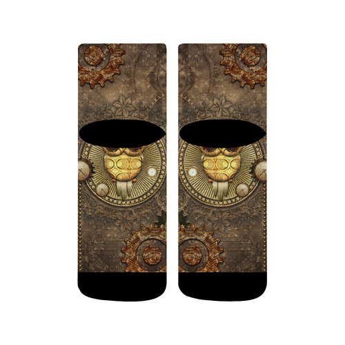 Steampunk, wonderful owl,clocks and gears Quarter Socks