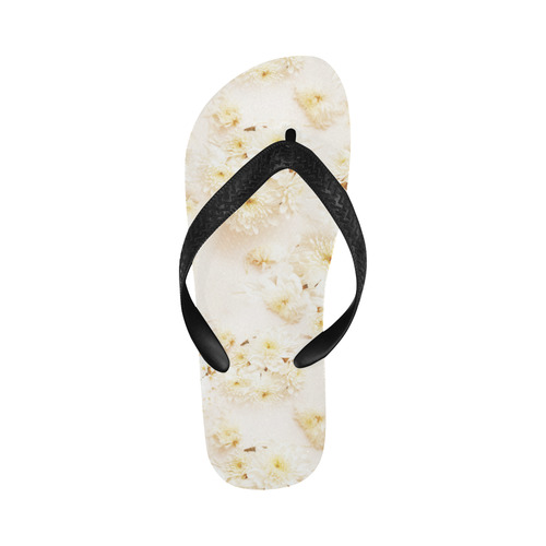 Lost in Antique White Flowers Flip Flops for Men/Women (Model 040)