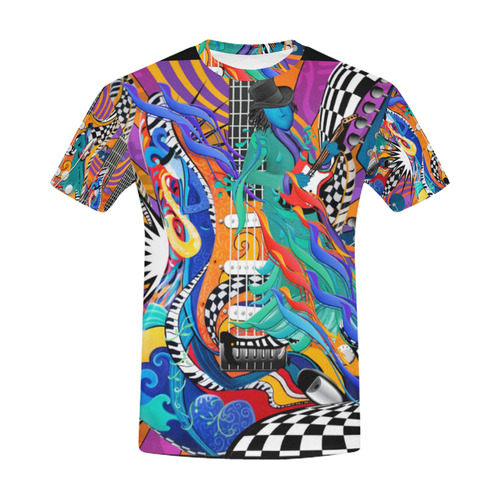 Colorful Guitar Music T Shirt by Juleez All Over Print T-Shirt for Men (USA Size) (Model T40)
