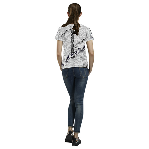 Guitar T shirt by Juleez All Over Print T-Shirt for Women (USA Size) (Model T40)