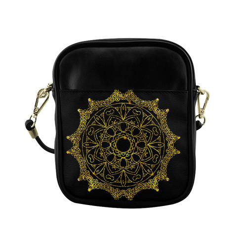 Gold Floral Mandala Sling Bag (Model 1627)