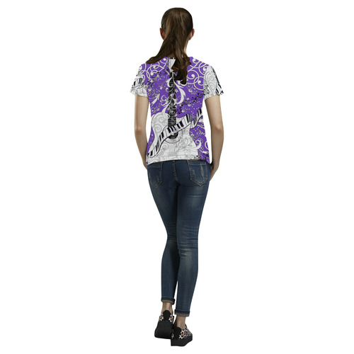 Ladies Guitar Music Art T Shirt by Juleez All Over Print T-Shirt for Women (USA Size) (Model T40)