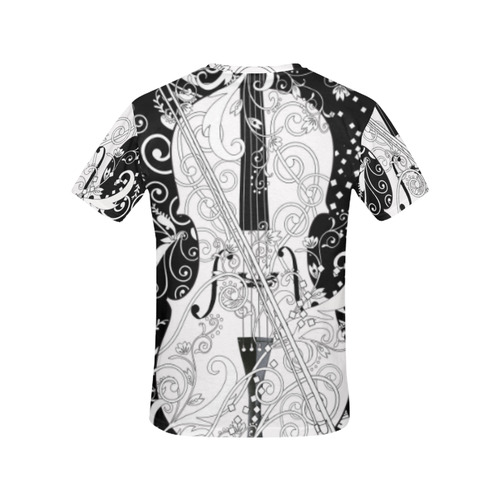 Violin Line Art T Shirt by Juleez All Over Print T-Shirt for Women (USA Size) (Model T40)