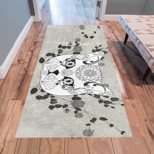 Wonderful sugar cat skull Area Rug 7'x3'3''