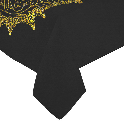 Gold Floral Mandala Cotton Linen Tablecloth 60"x 84"