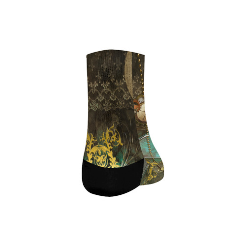 Steampunk, elegant design with heart Quarter Socks