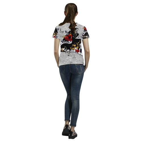 Cool Piano T Shirt by Juleez All Over Print T-Shirt for Women (USA Size) (Model T40)