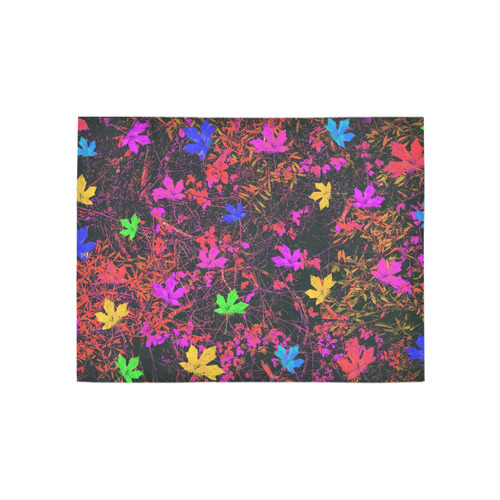 maple leaf in yellow green pink blue red with red and orange creepers plants background Area Rug 5'3''x4'