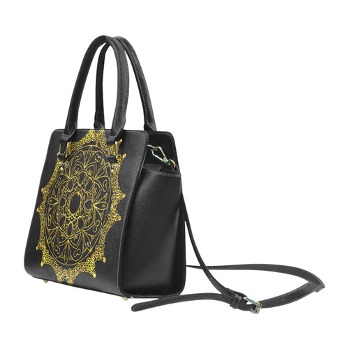 Gold Floral Mandala Classic Shoulder Handbag (Model 1653)