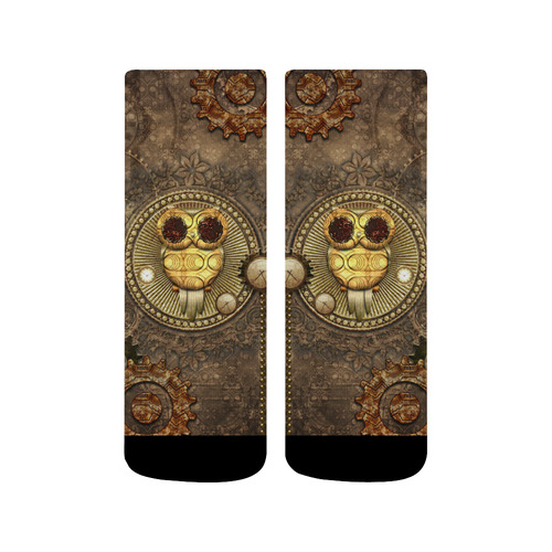 Steampunk, wonderful owl,clocks and gears Quarter Socks