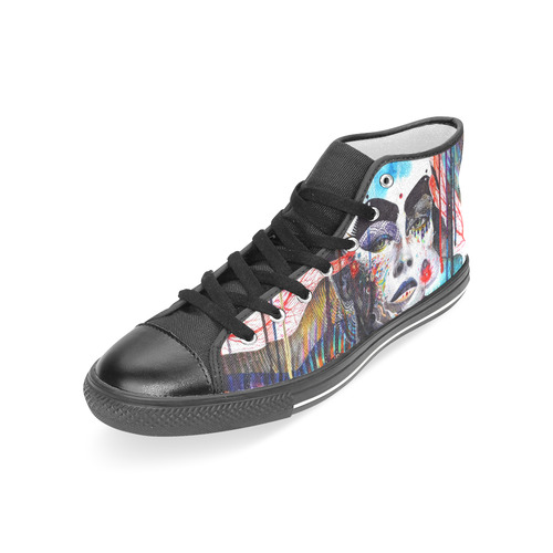 Abstract Star Girl Women's Classic High Top Canvas Shoes (Model 017)