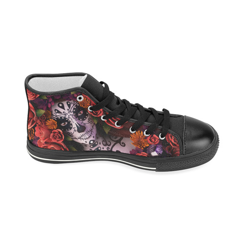 Tattoo Girl Flower Hat Women's Classic High Top Canvas Shoes (Model 017)