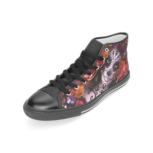 Tattoo Girl Flower Hat Women's Classic High Top Canvas Shoes (Model 017)