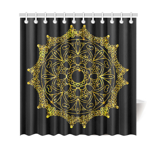 Gold Floral Mandala Shower Curtain 69"x70"