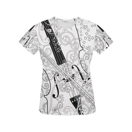 Violin Graphic Tee Music Art T Shirt by Juleez All Over Print T-Shirt for Women (USA Size) (Model T40)