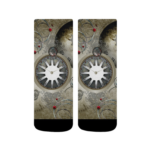 Steampunk, noble design, clocks and gears Quarter Socks