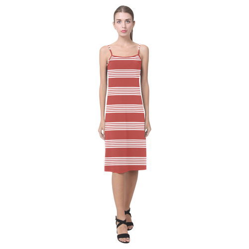 White & Red Stripes Alcestis Slip Dress (Model D05)