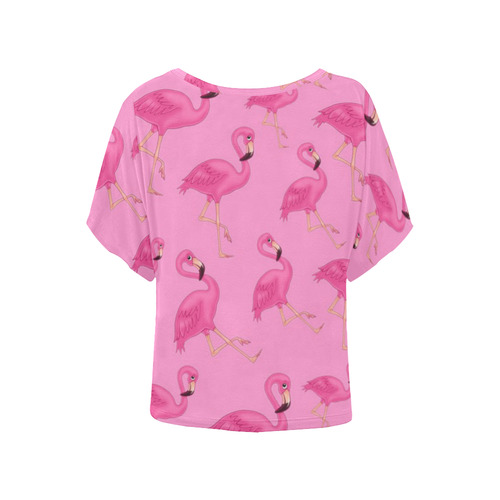 FLAMINGO TOP Women's Batwing-Sleeved Blouse T shirt (Model T44)