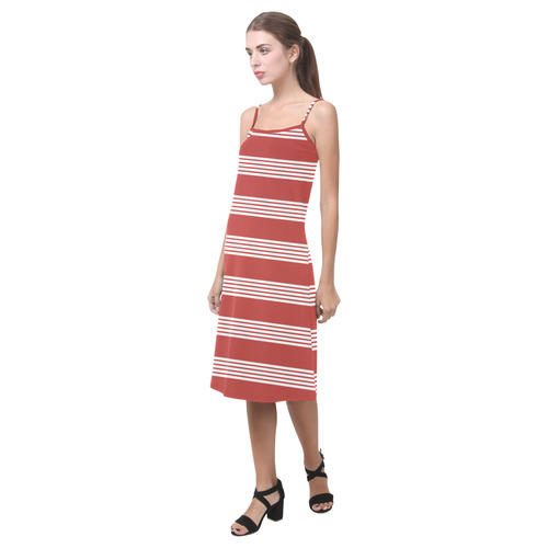 White & Red Stripes Alcestis Slip Dress (Model D05)