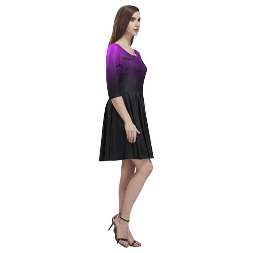 Purple Gothic Bat Tethys Half-Sleeve Skater Dress(Model D20)