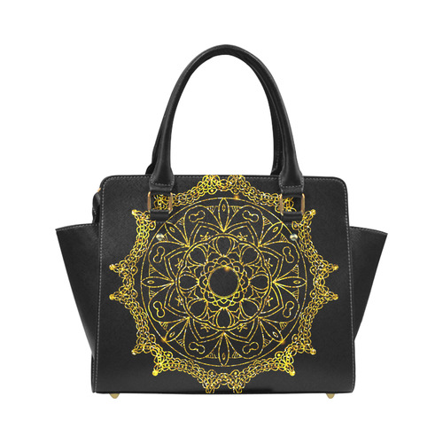 Gold Floral Mandala Classic Shoulder Handbag (Model 1653)