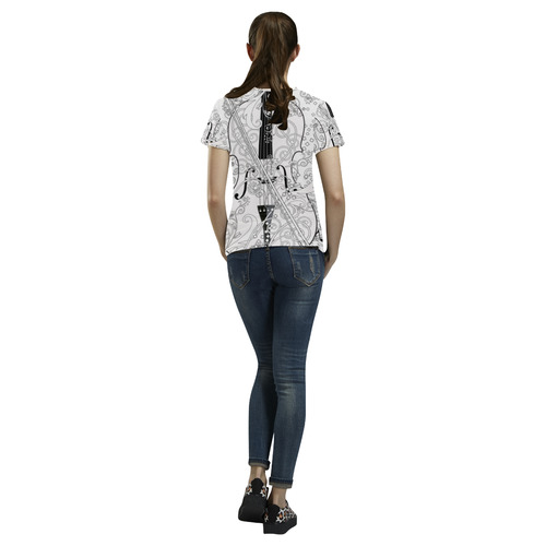 Violin Graphic Tee Music Art T Shirt by Juleez All Over Print T-Shirt for Women (USA Size) (Model T40)