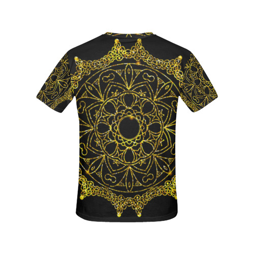 Gold Floral Mandala All Over Print T-Shirt for Women (USA Size) (Model T40)