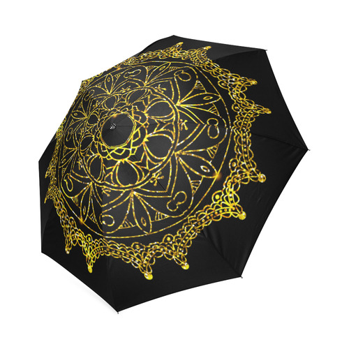 Gold Floral Mandala Foldable Umbrella (Model U01)