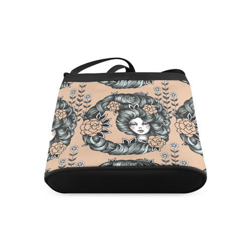 ink girl - flower hair pattern Crossbody Bags (Model 1613)