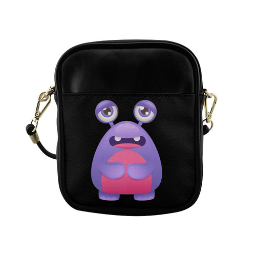 Cute Monster Purple Elephant Feet Sling Bag (Model 1627)