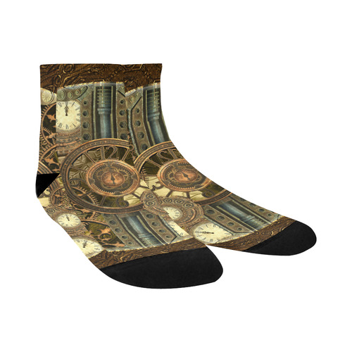 Steampunk clocks and gears Quarter Socks