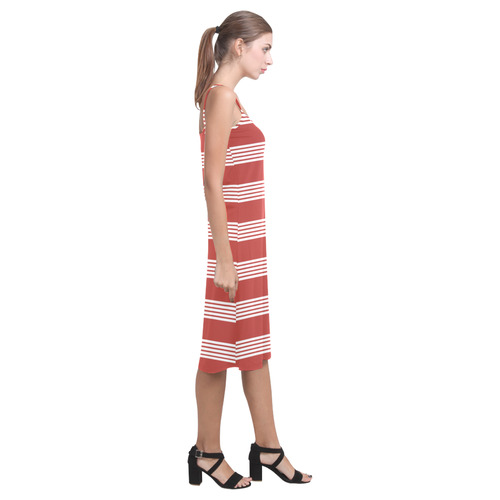 White & Red Stripes Alcestis Slip Dress (Model D05)