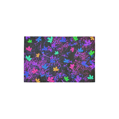 maple leaf in pink blue green yellow purple with pink and purple creepers plants background Area Rug 2'7"x 1'8‘’