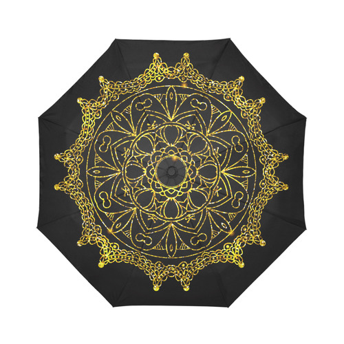 Gold Floral Mandala Auto-Foldable Umbrella (Model U04)