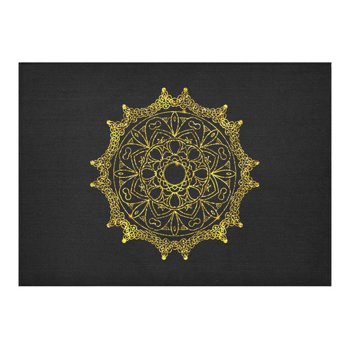 Gold Floral Mandala Cotton Linen Tablecloth 60"x 84"